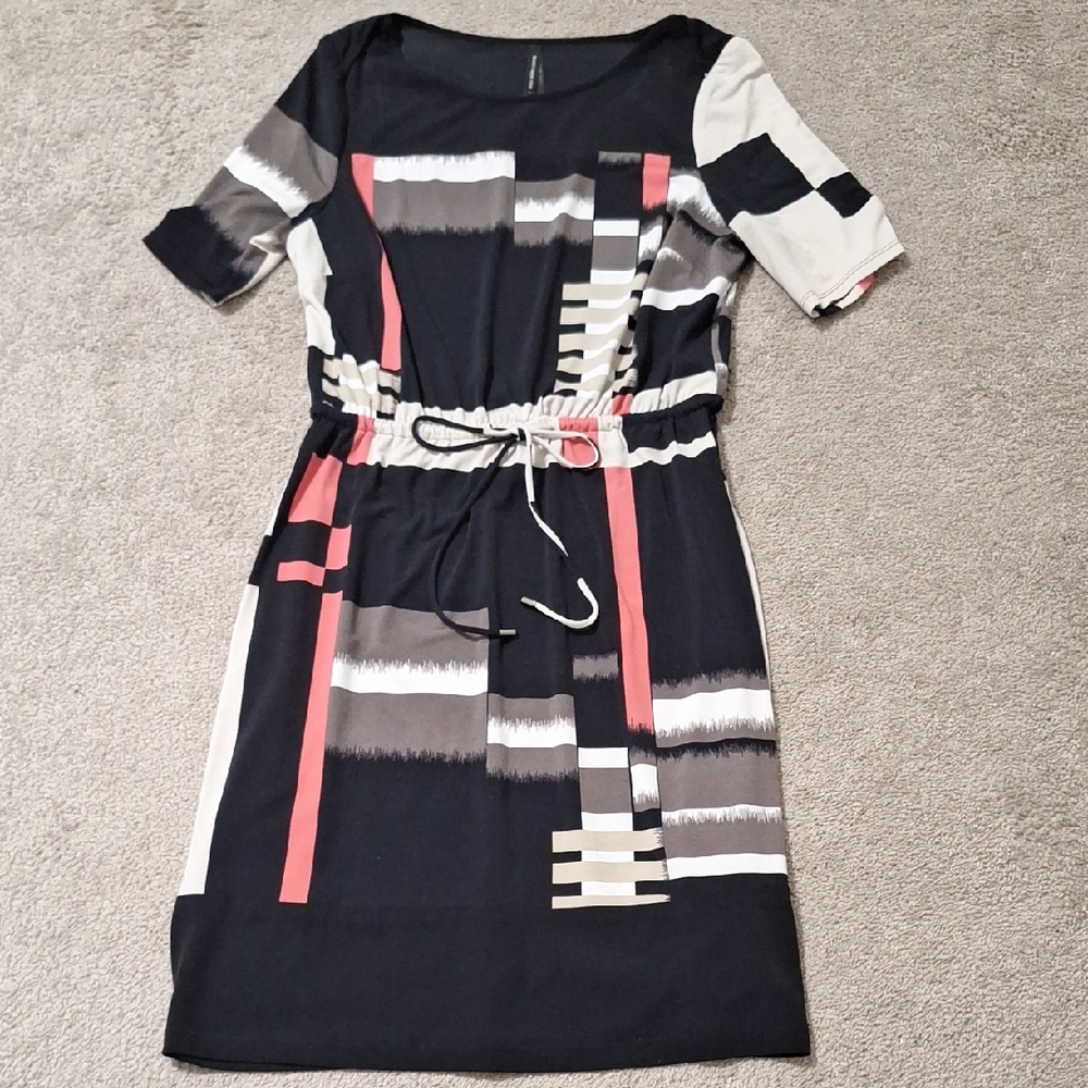 Marc New York Black and Red Geometric Midi Dress